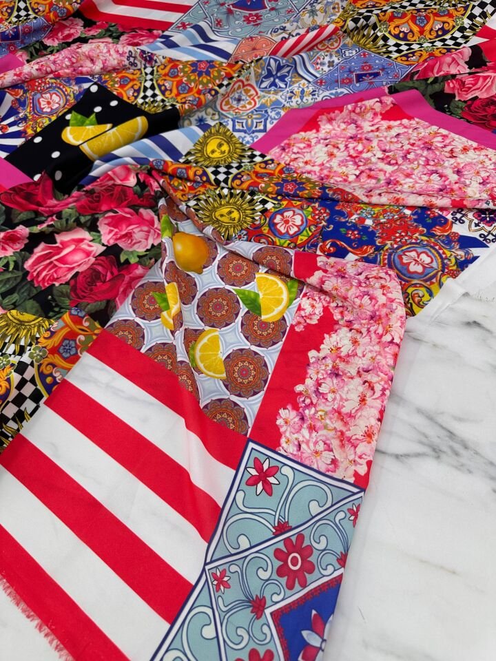 Viyana Desen Elbiselik Gömleklik Krep Kumaş