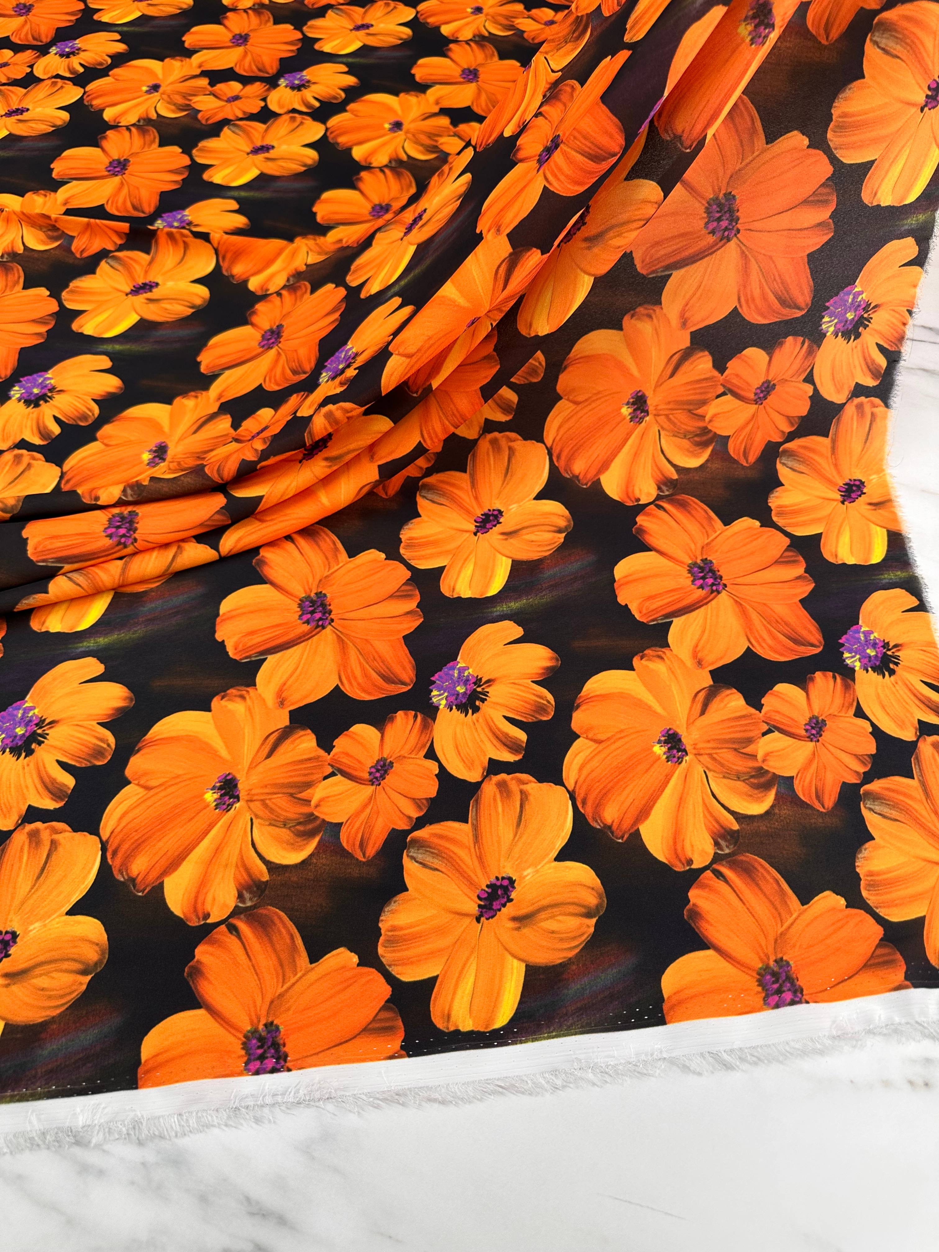 Geranium Desen Elbiselik Gömleklik Krep Kumaş