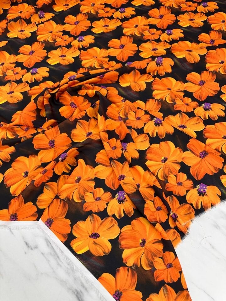 Geranium Desen Elbiselik Gömleklik Krep Kumaş