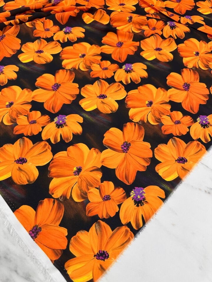 Geranium Desen Elbiselik Gömleklik Krep Kumaş