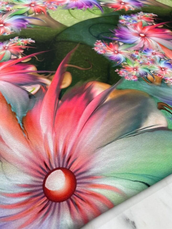 Zambak Desen Elbiselik Gömleklik Krep Kumaş