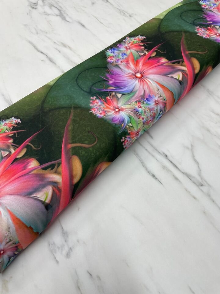 Zambak Desen Elbiselik Gömleklik Krep Kumaş