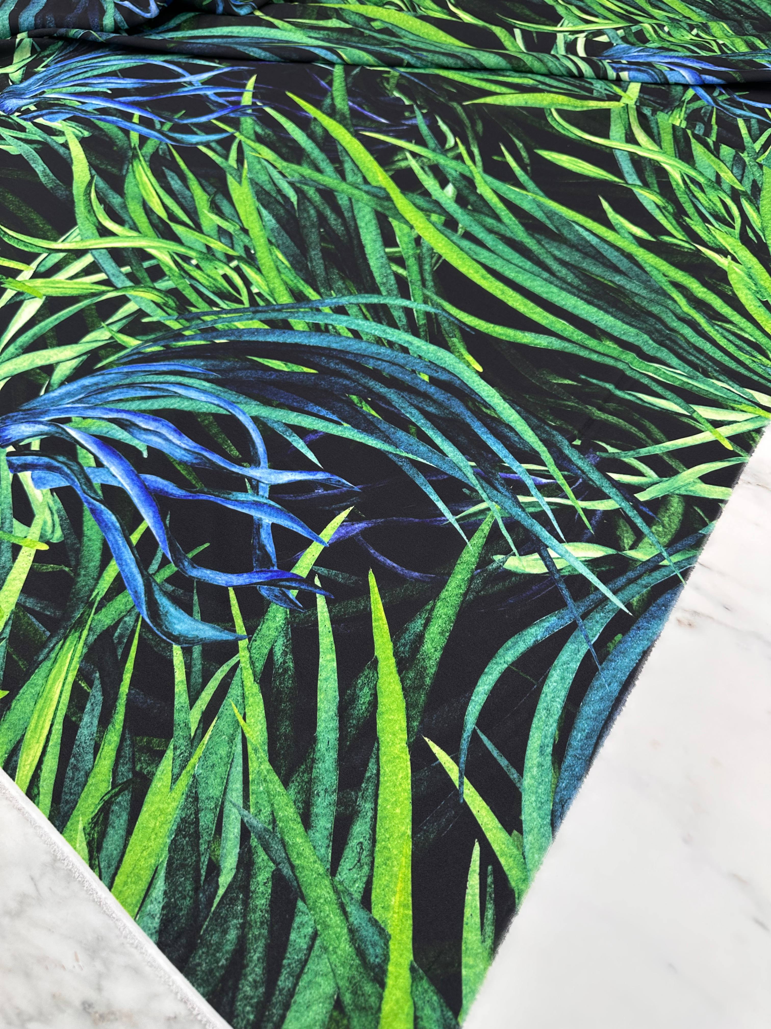 Çim Desen Elbiselik Gömleklik Krep Kumaş