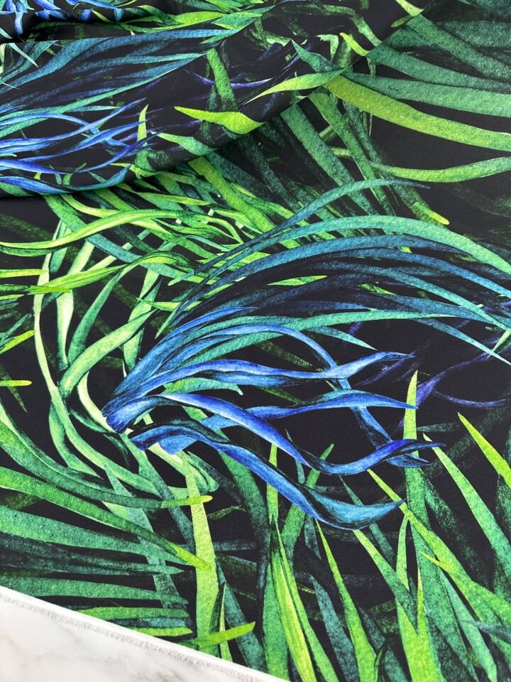 Çim Desen Elbiselik Gömleklik Krep Kumaş