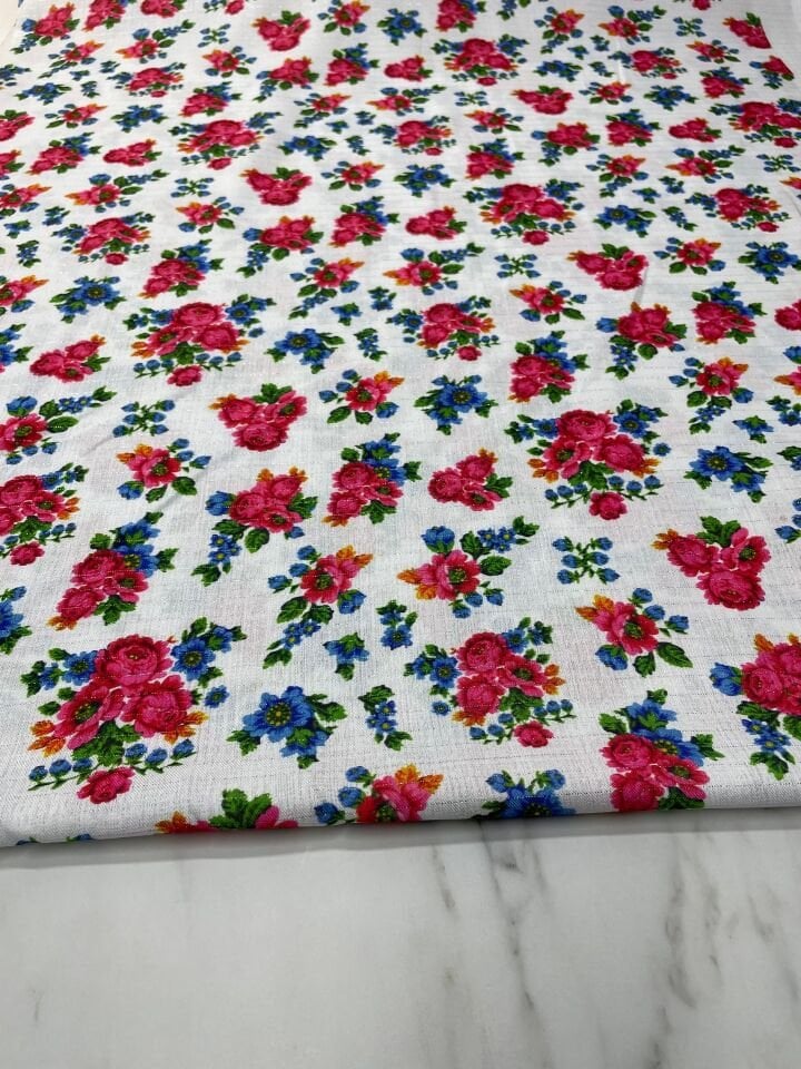 Gümüş Simli Menekşe Çiçegi Desen Elbiselik Keten Kumaş