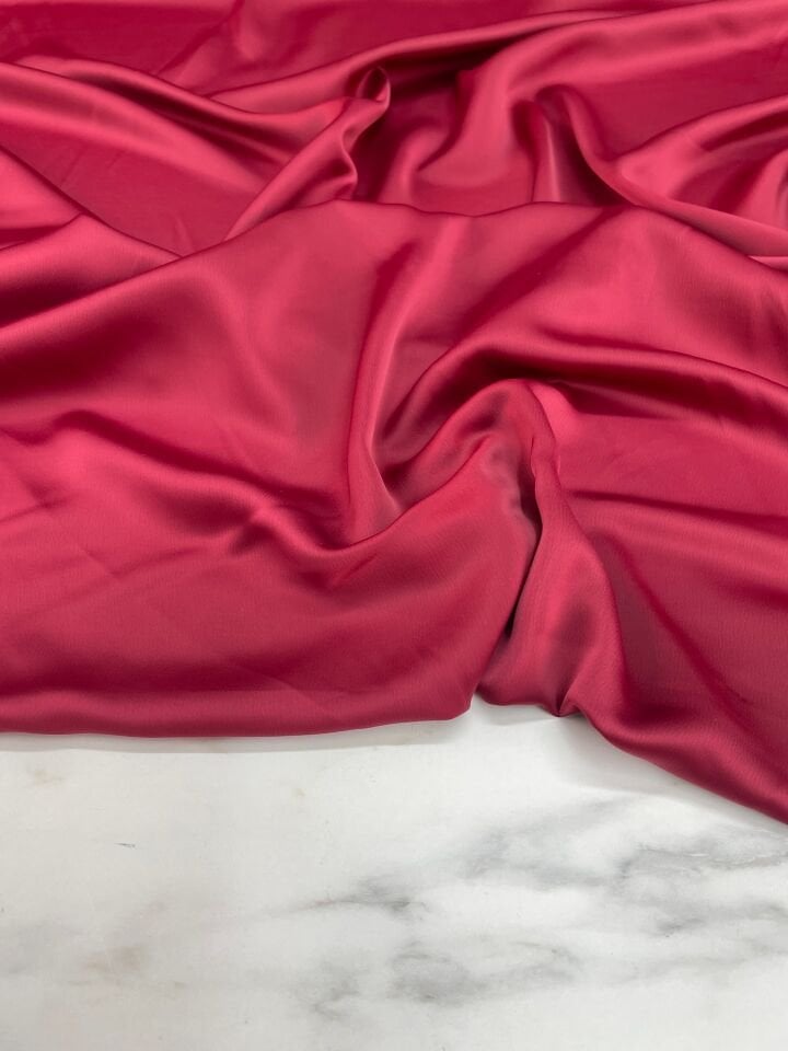 Bordo Düz Elbiselik Likralı Saten Kumaş