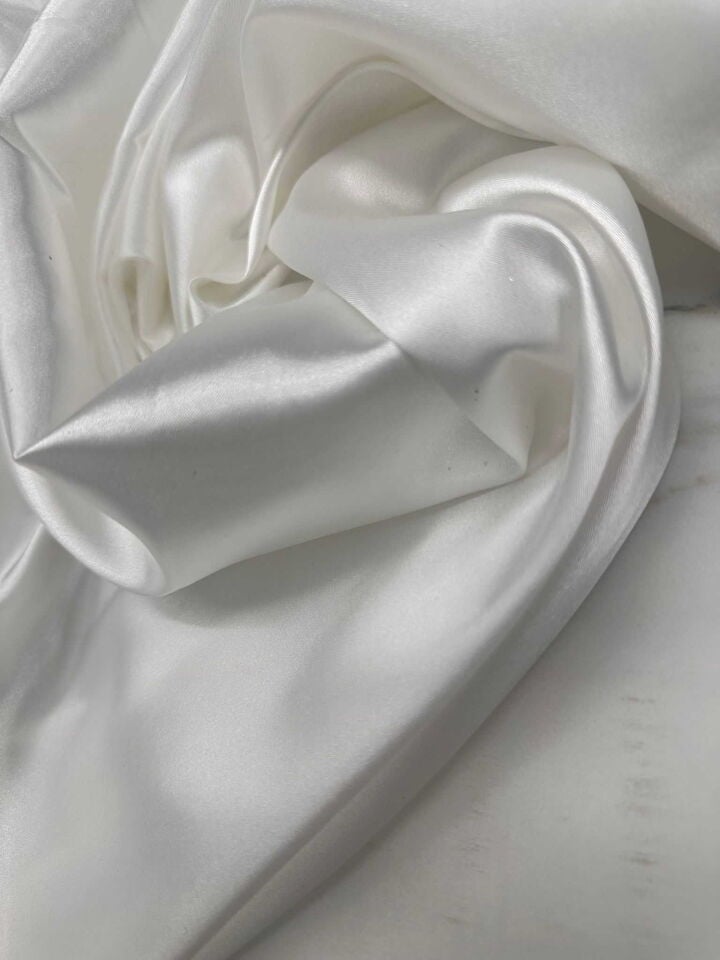 Ekru Likralı Saten Elbise Etek Şalvar