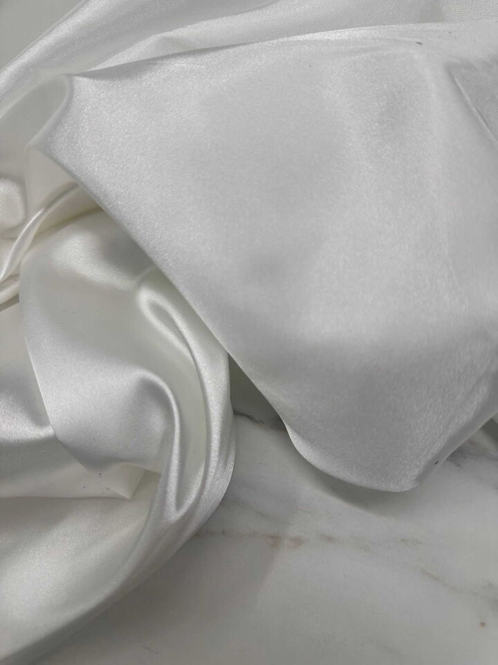 Ekru Likralı Saten Elbise Etek Şalvar