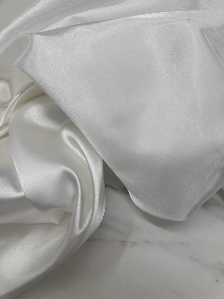 Ekru Likralı Saten Elbise Etek Şalvar