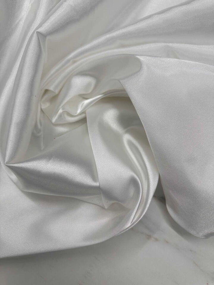 Ekru Likralı Saten Elbise Etek Şalvar