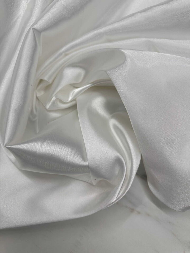 Ekru Likralı Saten Elbise Etek Şalvar