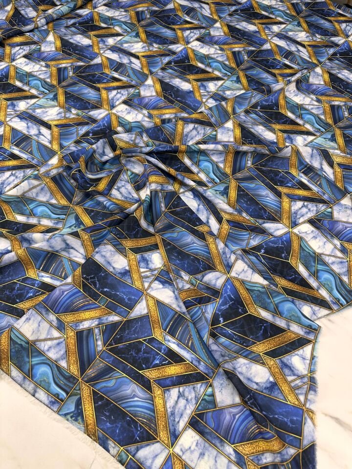 Mermer Desen Elbiselik Gömleklik Krep Kumaş