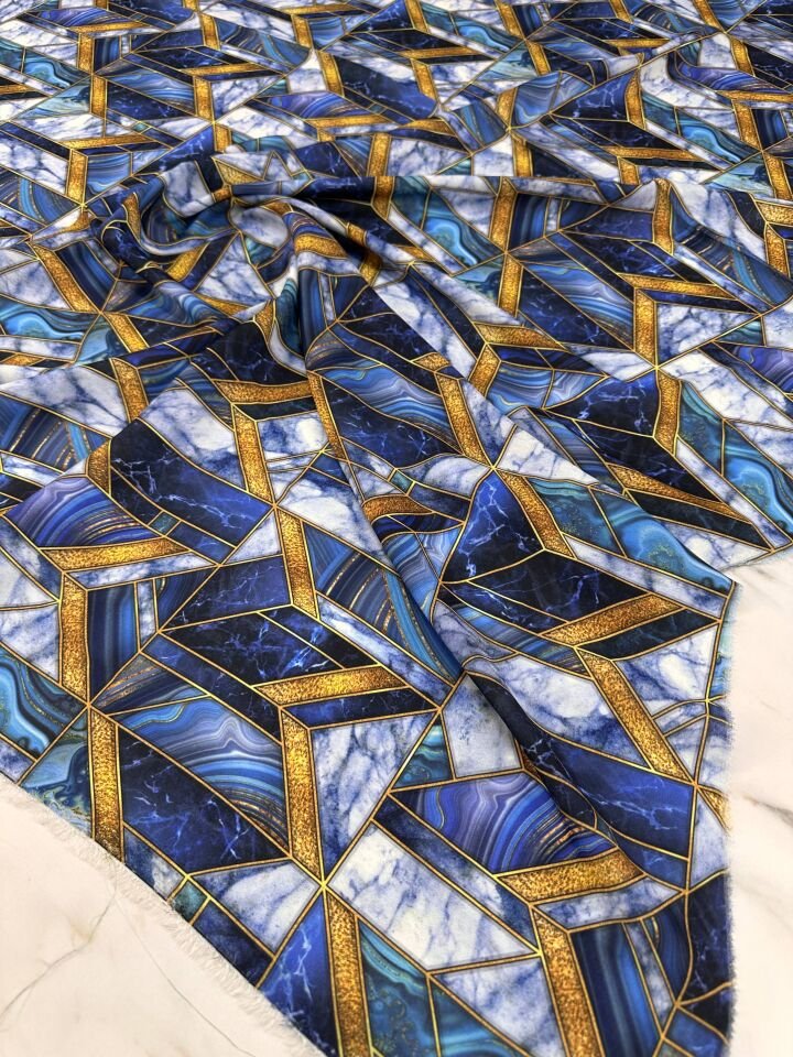 Mermer Desen Elbiselik Gömleklik Krep Kumaş