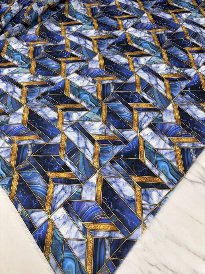 Mermer Desen Elbiselik Gömleklik Krep Kumaş