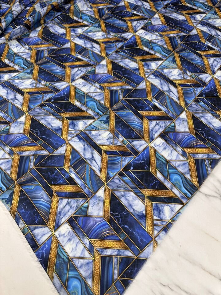 Mermer Desen Elbiselik Gömleklik Krep Kumaş