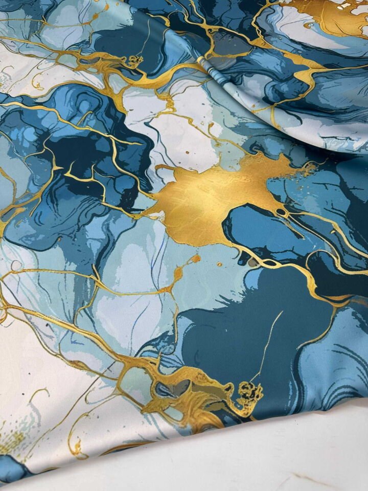 Desenli İpek Saten Elbise Etek Gömlek Şalvar