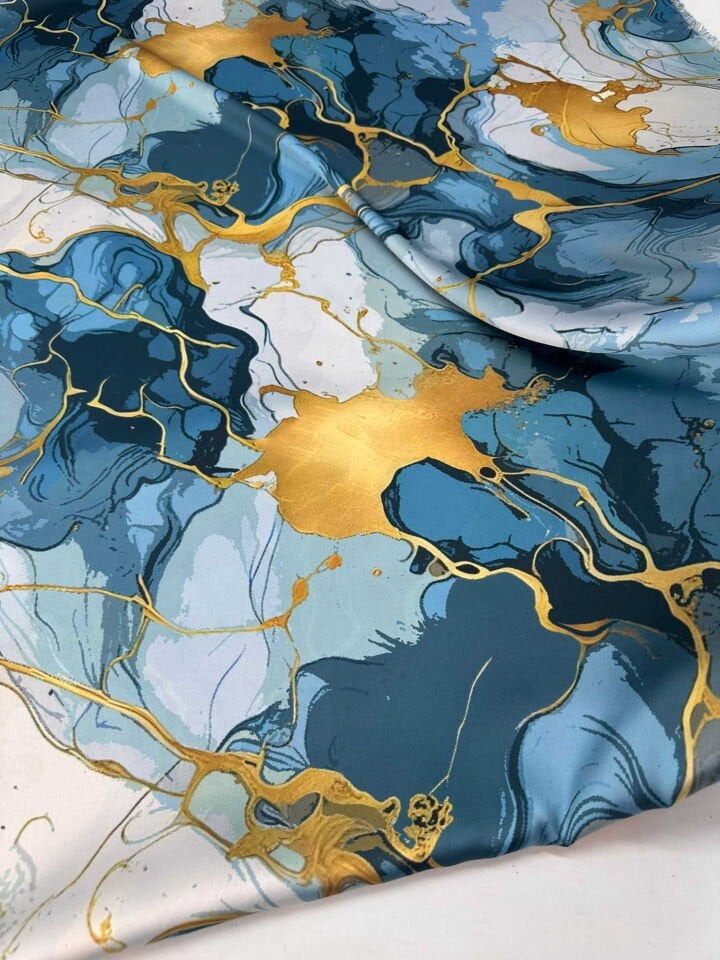 Desenli İpek Saten Elbise Etek Gömlek Şalvar