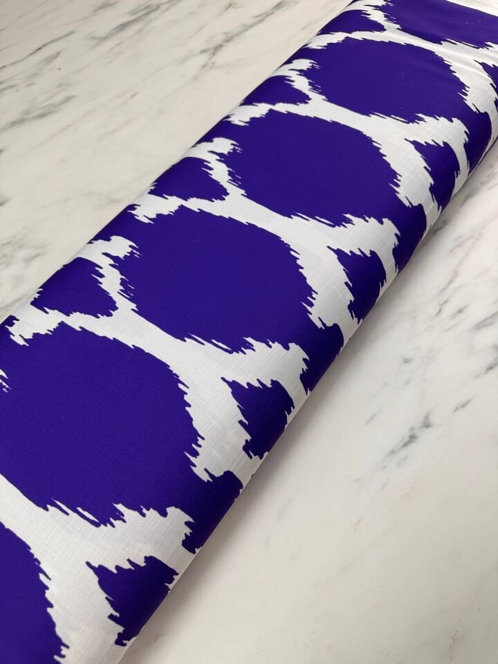 Mavi Desen Elbiselik Gömleklik Krep Kumaş