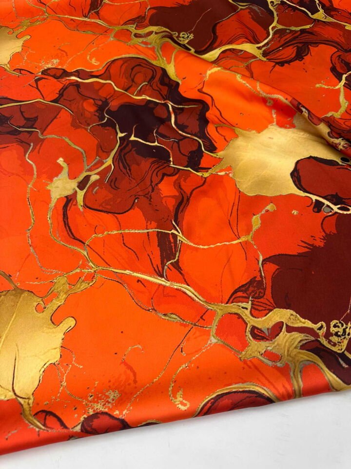 Desenli İpek Saten Elbise Etek Gömlek Şalvar