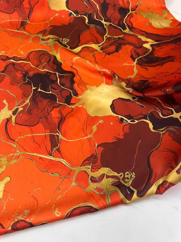 Desenli İpek Saten Elbise Etek Gömlek Şalvar