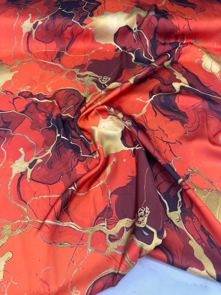 Desenli İpek Saten Elbise Etek Gömlek Şalvar