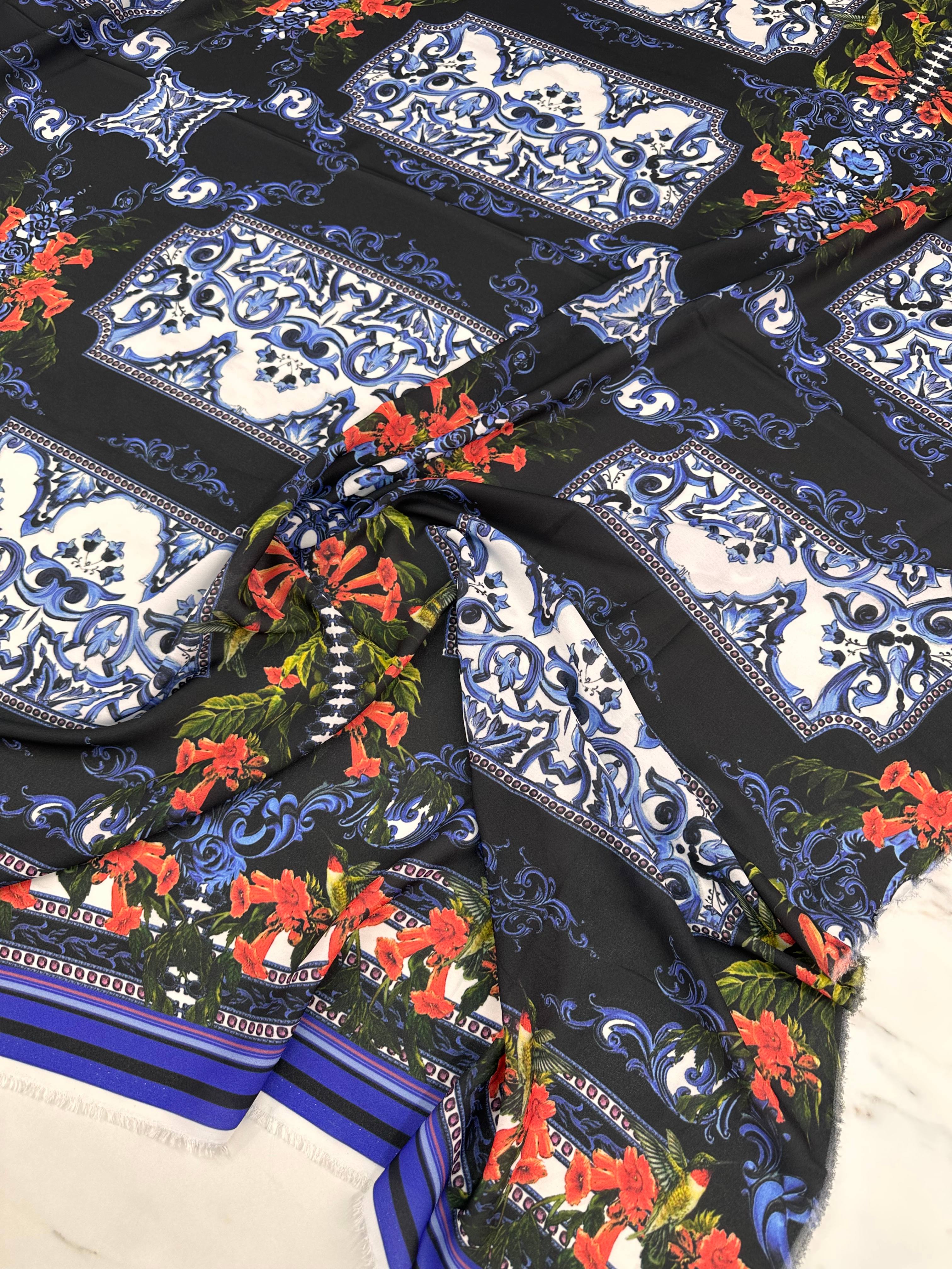 Özbek Desen Elbiselik Gömleklik Krep Kumaş