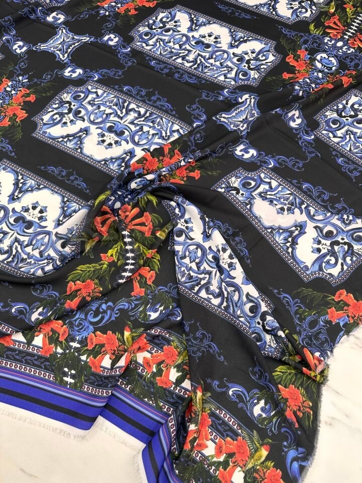 Özbek Desen Elbiselik Gömleklik Krep Kumaş