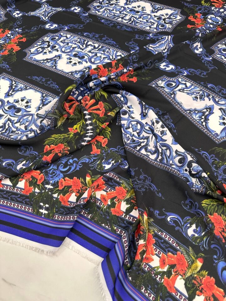 Özbek Desen Elbiselik Gömleklik Krep Kumaş