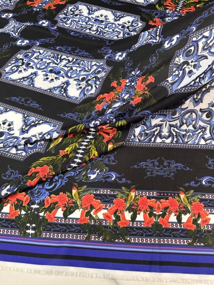 Özbek Desen Elbiselik Gömleklik Krep Kumaş