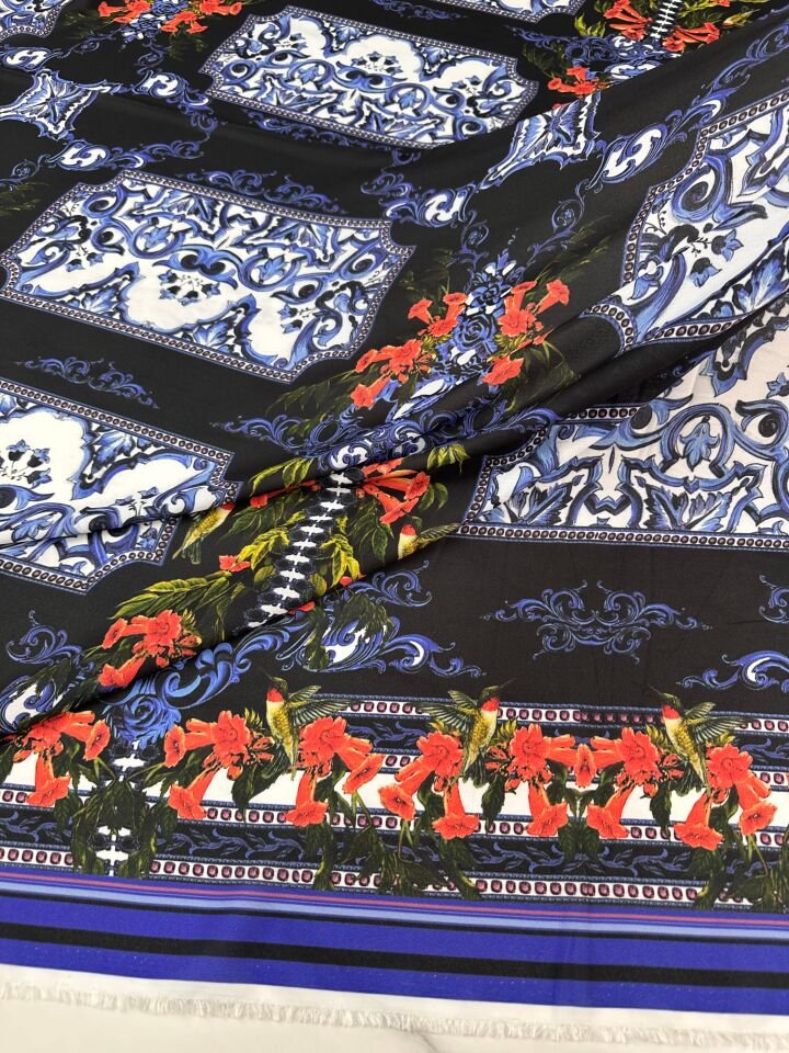 Özbek Desen Elbiselik Gömleklik Krep Kumaş