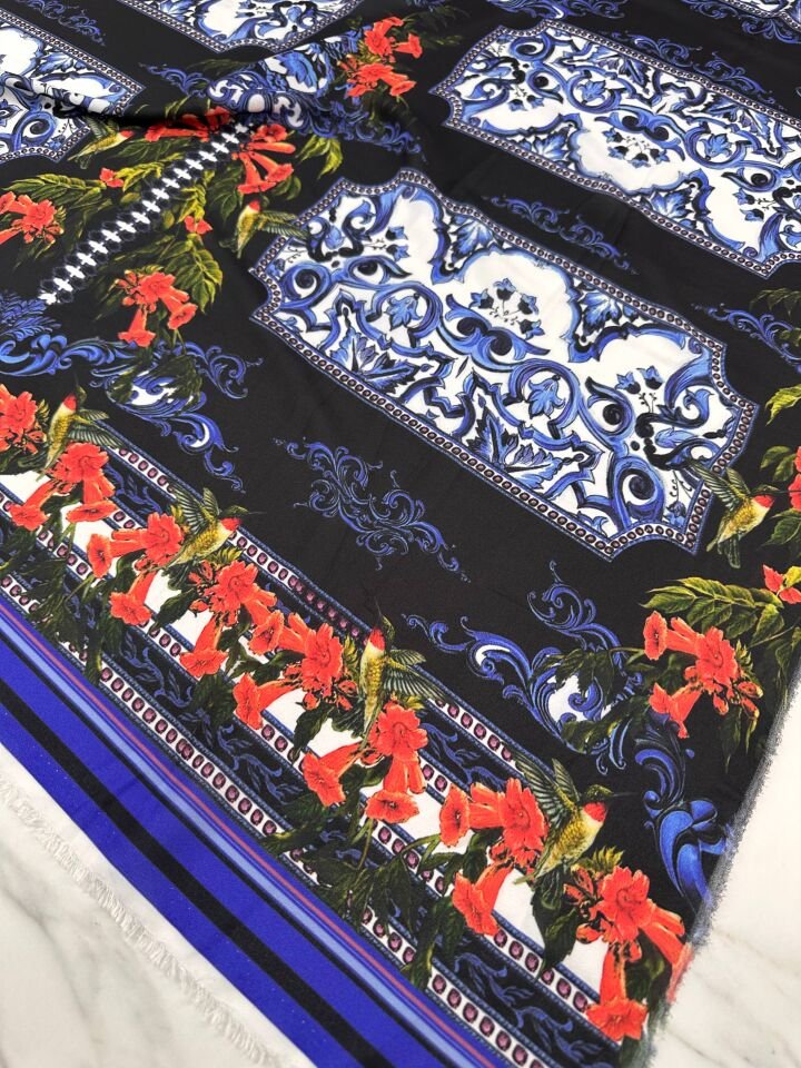 Özbek Desen Elbiselik Gömleklik Krep Kumaş