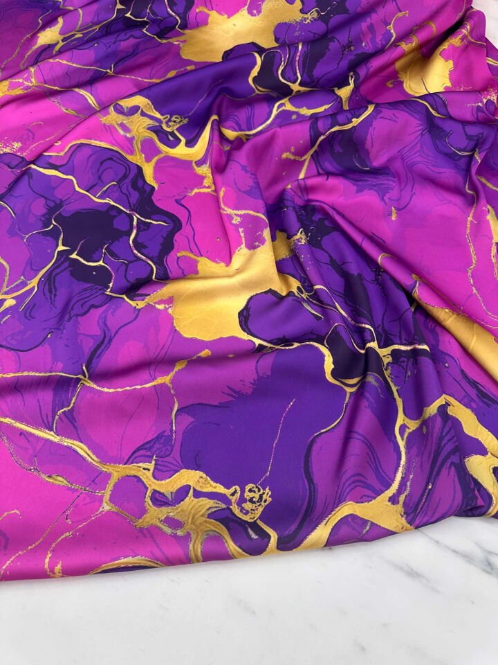 Desenli İpek Satern Elbise Etek Gömlek Şalvar