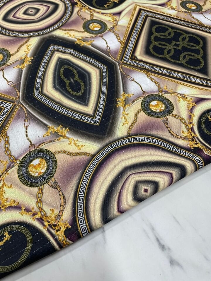 Gümüş Simli Paris Desen Elbiselik Keten Kumaş