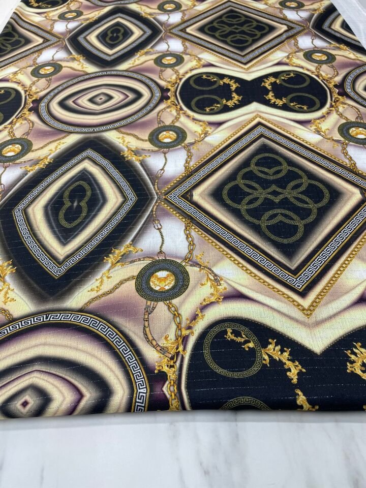 Gümüş Simli Paris Desen Elbiselik Keten Kumaş