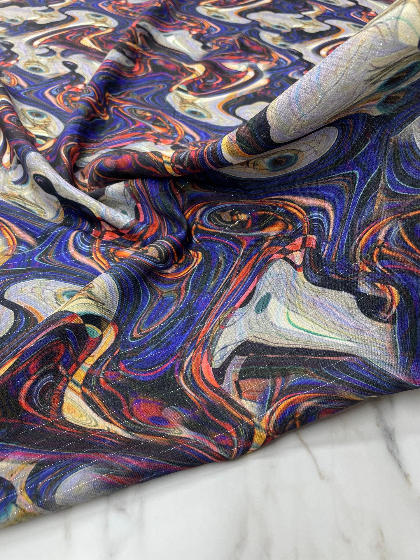 Gümüş Simli Viyana Desen Elbiselik Keten Kumaş