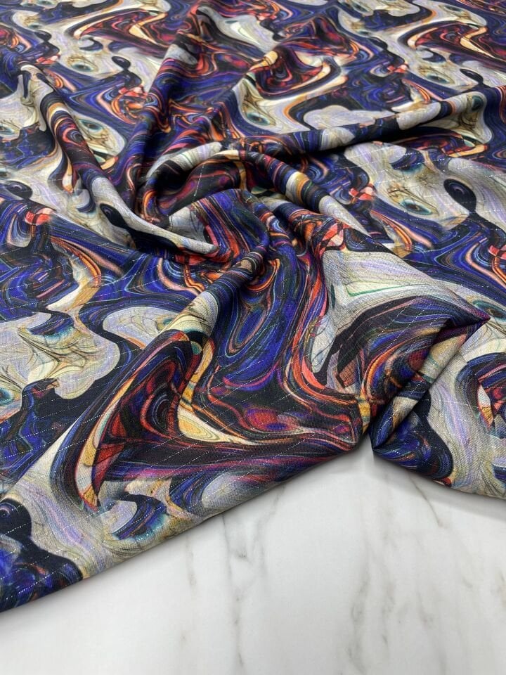 Gümüş Simli Viyana Desen Elbiselik Keten Kumaş