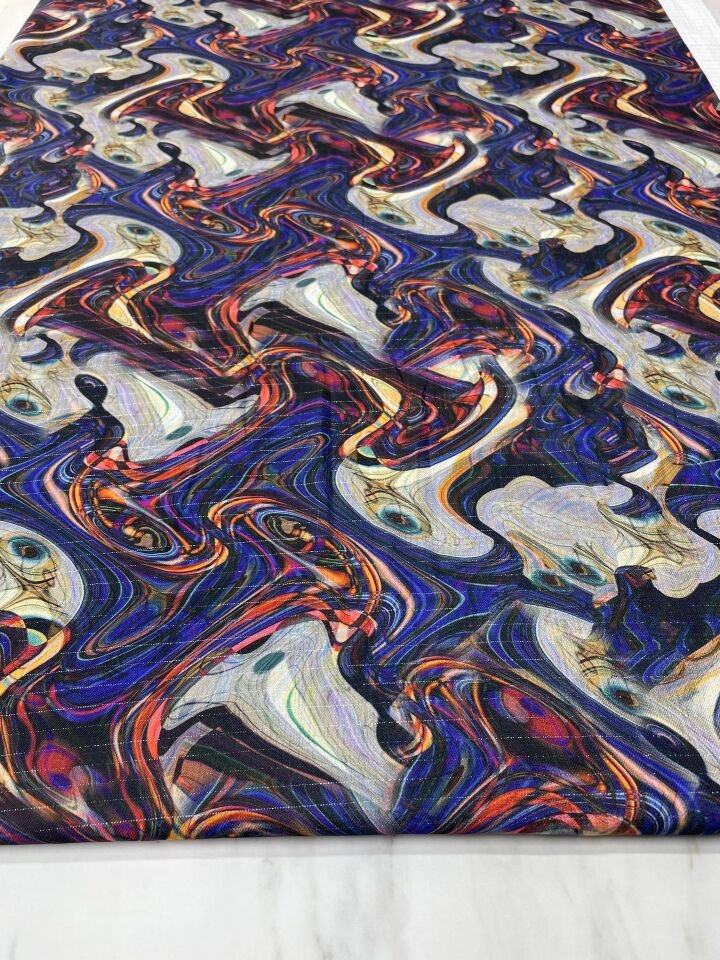 Gümüş Simli Viyana Desen Elbiselik Keten Kumaş