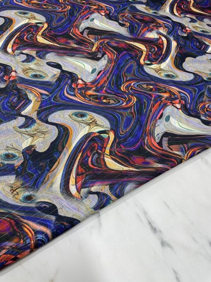 Gümüş Simli Viyana Desen Elbiselik Keten Kumaş