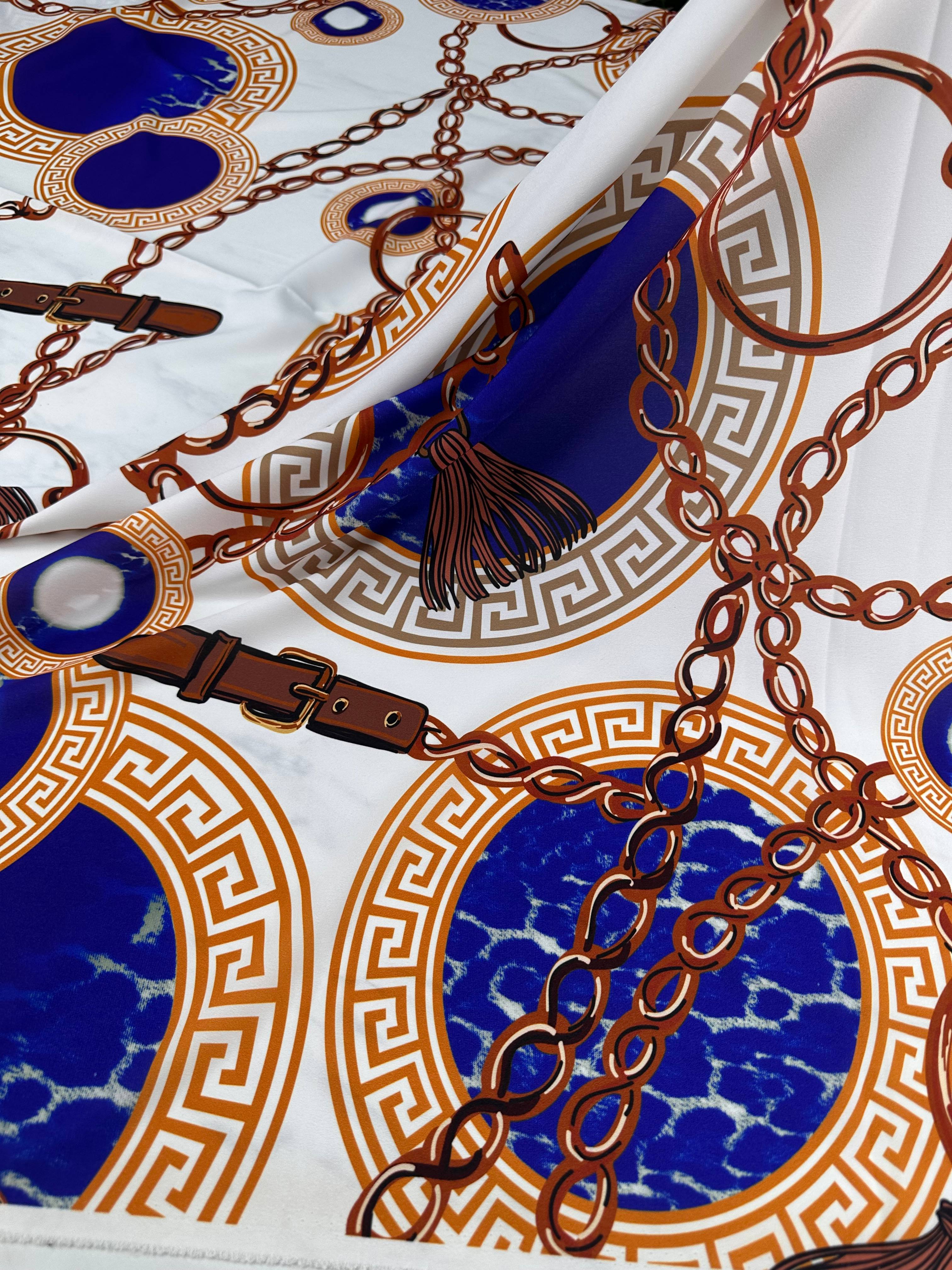 Zincir Desen Elbiselik Gömleklik Krep Kumaş