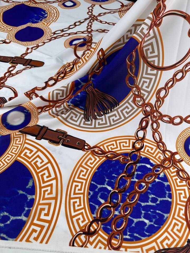 Zincir Desen Elbiselik Gömleklik Krep Kumaş