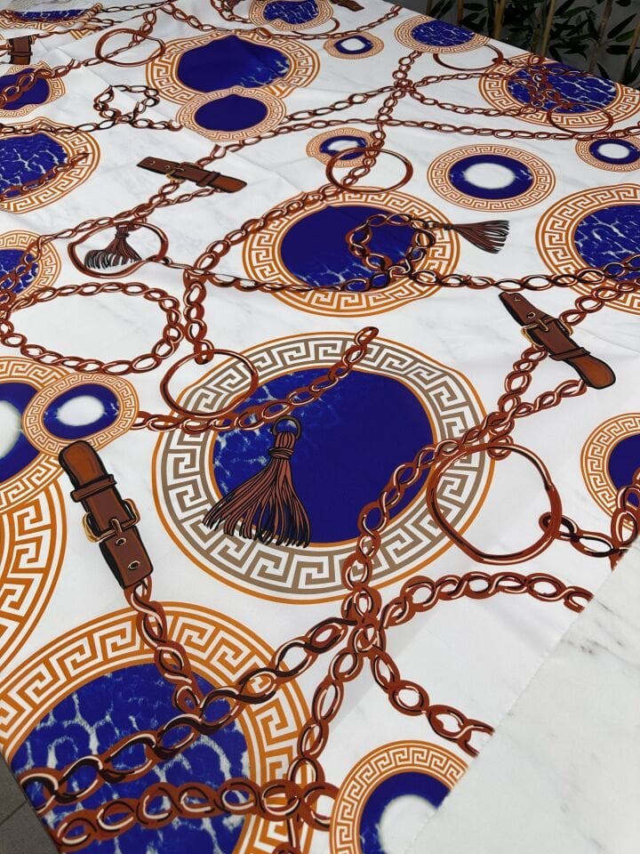 Zincir Desen Elbiselik Gömleklik Krep Kumaş