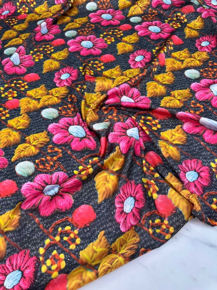 Desenli İpek Saten Elbise Etek Gömlek Şalvar