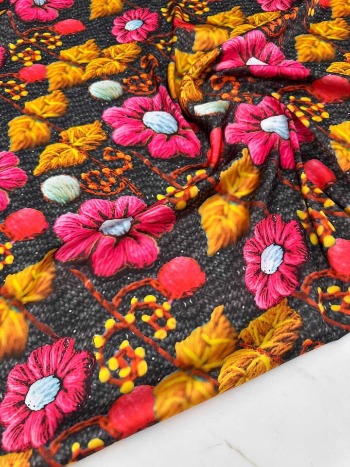 Desenli İpek Saten Elbise Etek Gömlek Şalvar