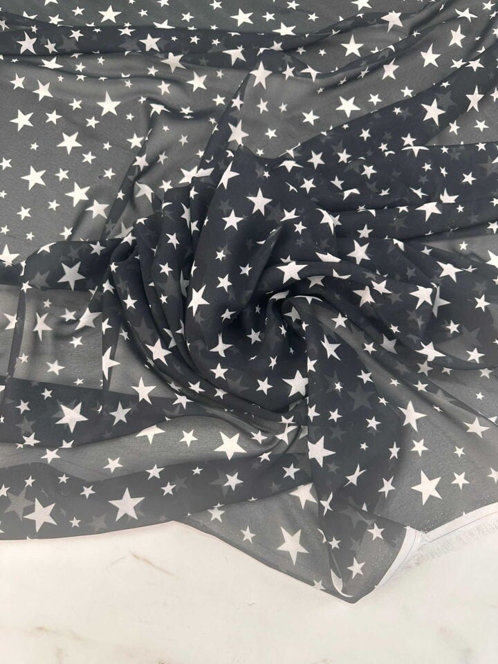 Yıldız Desen Şifon Elbise Etek Şal