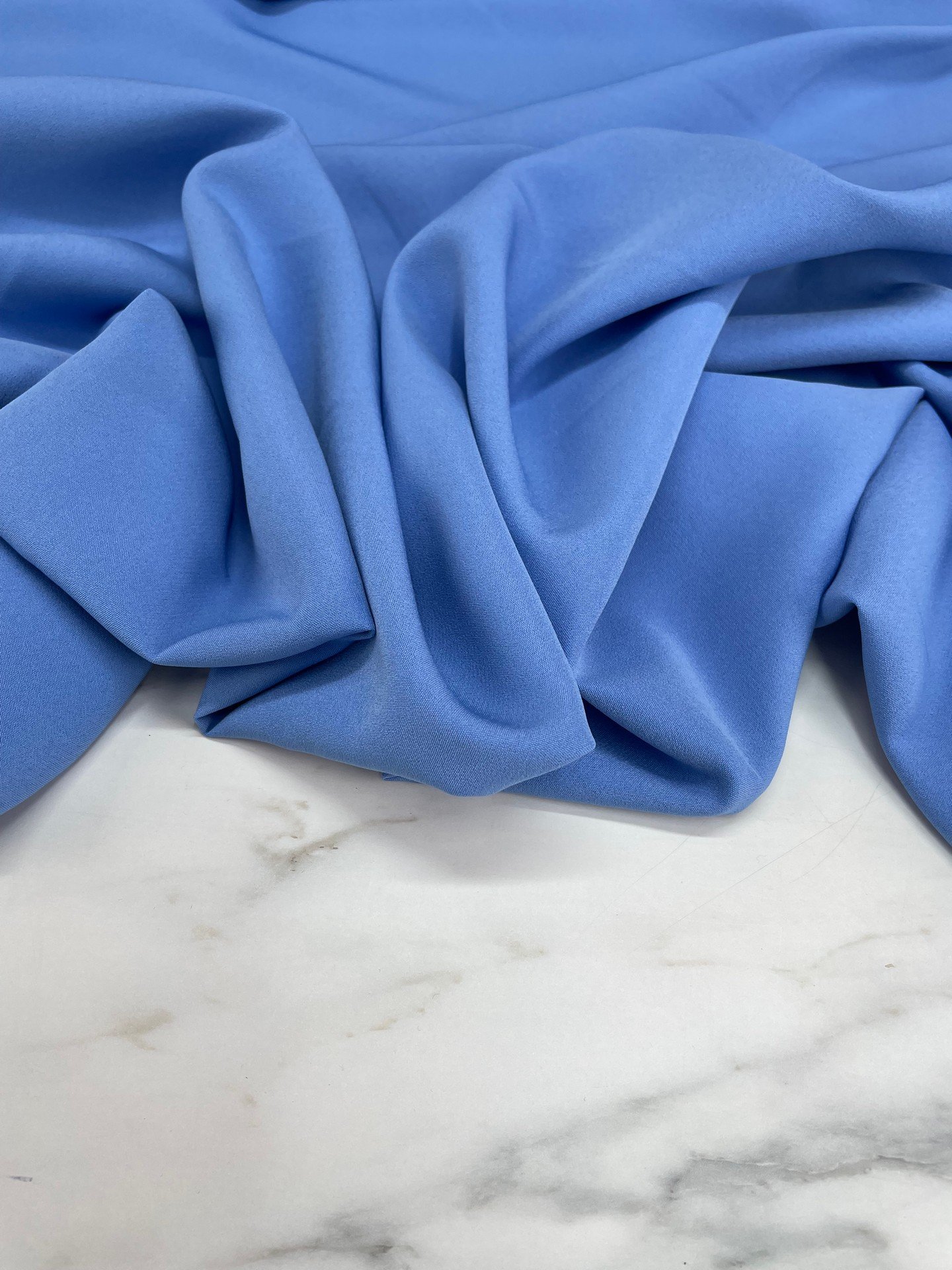 Bebe Mavisi Düz Elbiselik Dabıl Krep Kumaş