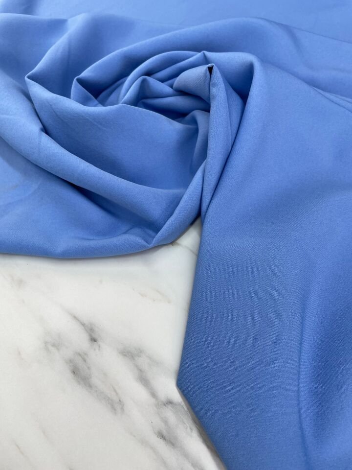 Bebe Mavisi Düz Elbiselik Dabıl Krep Kumaş