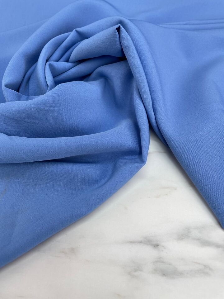 Bebe Mavisi Düz Elbiselik Dabıl Krep Kumaş