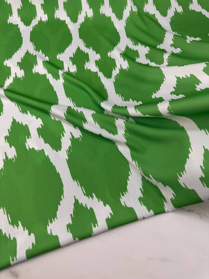 Yeşil Desen Elbiselik Gömleklik Krep Kumaş