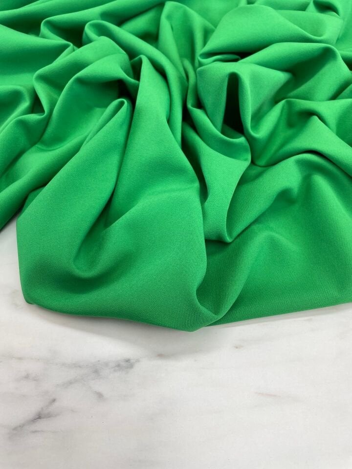 Yeşil Düz Elbiselik Dabıl Krep Kumaş