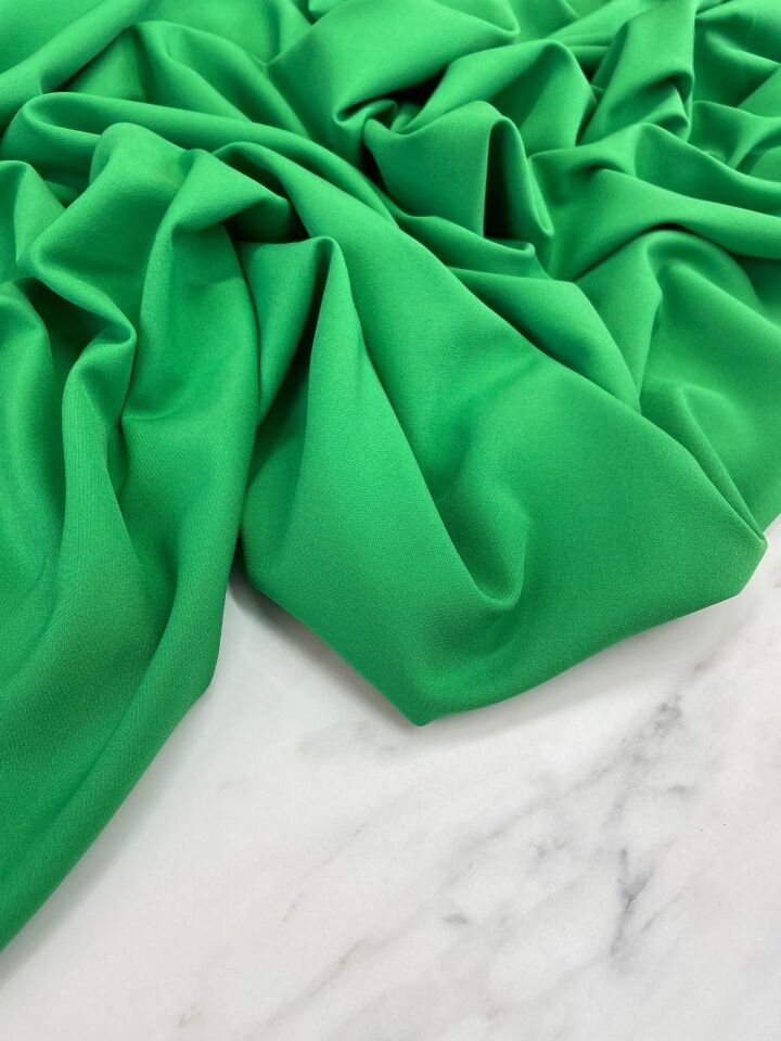 Yeşil Düz Elbiselik Dabıl Krep Kumaş